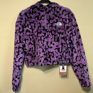 The North Face fleece quarter zip cropped hoodie